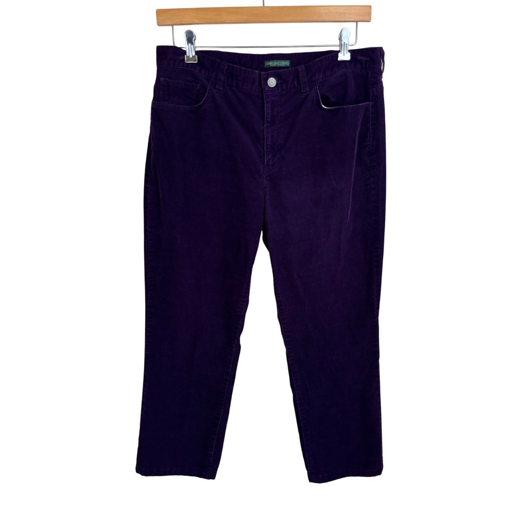 Vtg Lauren Ralph Lauren Corduroy Pants Womens Sz 14 Plum Purple Classic Straight